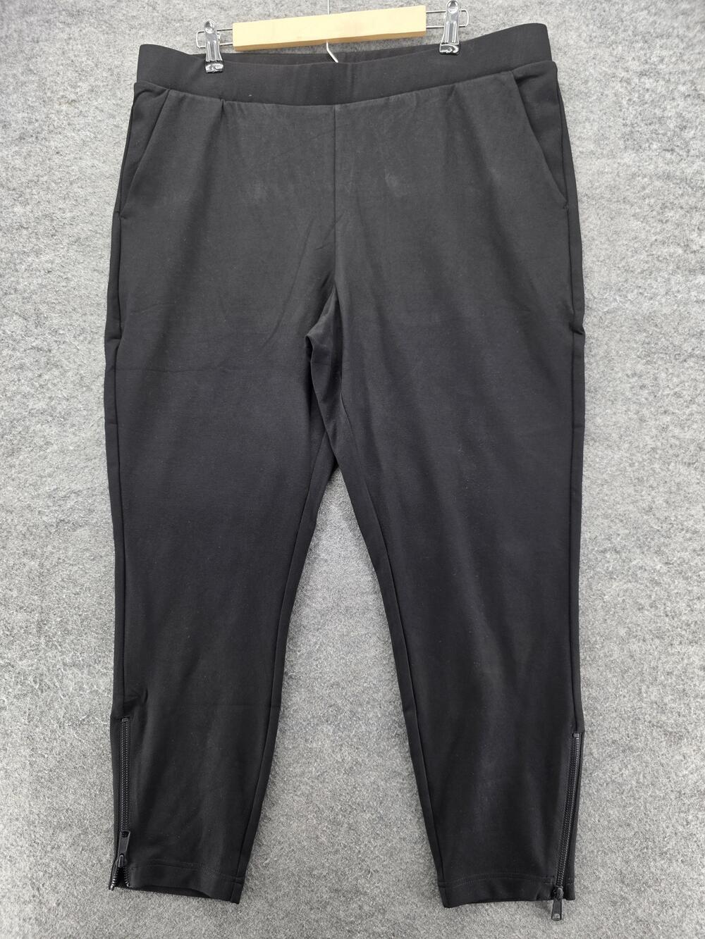 Universal Standard Pants Womens Medium Black Ankle Zip Stretch Athletic Casual